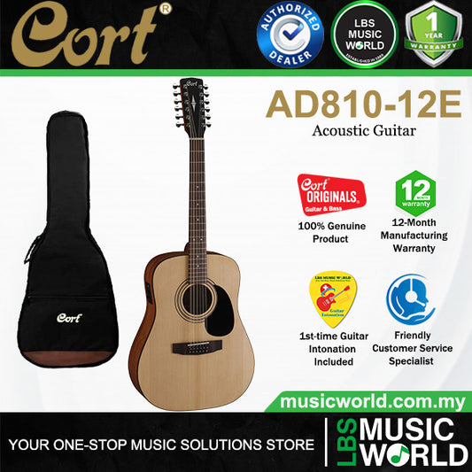 Cort AD810-12E Dreadnough Spruce Top Acoustic Guitar (AD81012E AD810 12E)