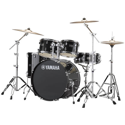 Yamaha Rydeen RDP2F5 5 Piece Acoustic Drum Set With Cymbal Package and Double Pedal - Black