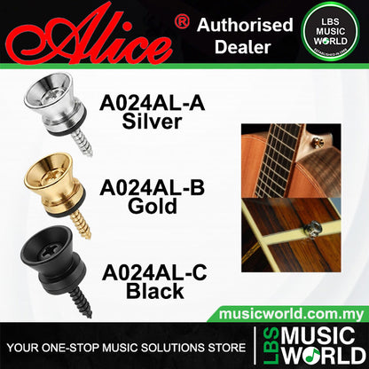 Alice A024AL Pro Set Strap Button For Guitar Acoustic Classical Bass Ukulele Aluminum Alloy (A0 24AL)