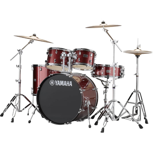 Yamaha Rydeen RDP2F5 5 Piece Acoustic Drum Set with Cymbal Package and Double Pedal - Burgandy