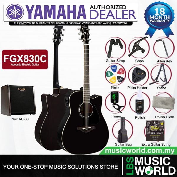 Yamaha FGX830C 41" Dreadnought Solid Spruce Acoustic Electric Guitar With Pickup Black (FGX830)