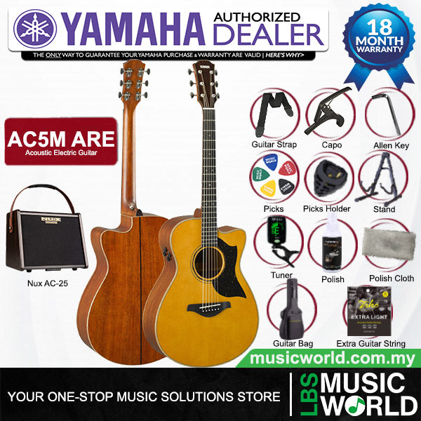 Yamaha AC5M ARE Concert Cutaway Acoustic Electric Guitar with Hardcase