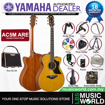 Yamaha AC5M ARE Concert Cutaway Acoustic Electric Guitar with Hardcase