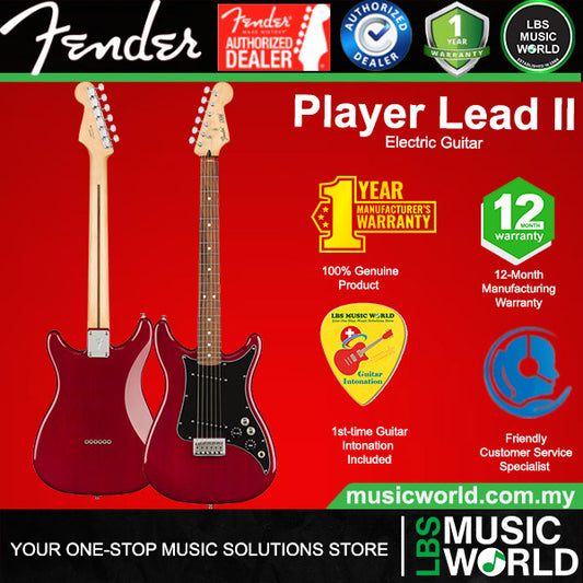 Fender Mexico Player Lead II Electric Guitar with Pau Ferro Fingerboard - Crimson Red Transparent