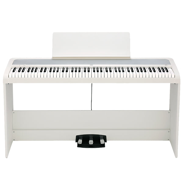 Korg B2+SP 88 Key Digital Piano Built In Speaker Package with Stand and Three Pedal White (B2 Plus)