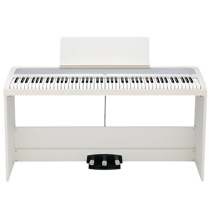 Korg B2+SP 88 Key Digital Piano Built In Speaker Package with Stand and Three Pedal White (B2 Plus)