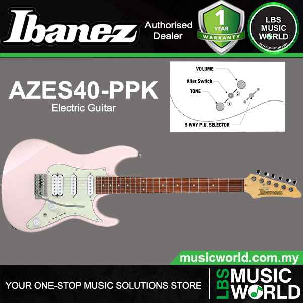 Ibanez AZES40 Electric Guitar HSS Pickup with Jatoba Fretboard - Pastel Pink