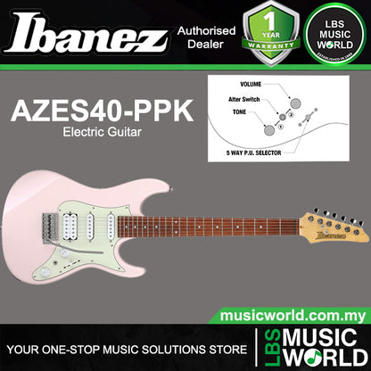 Ibanez AZES40 Electric Guitar HSS Pickup with Jatoba Fretboard - Pastel Pink