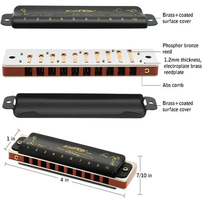 Easttop T008K Blues Harp Diatonic Harmonica in Major 12 Keys for All Player