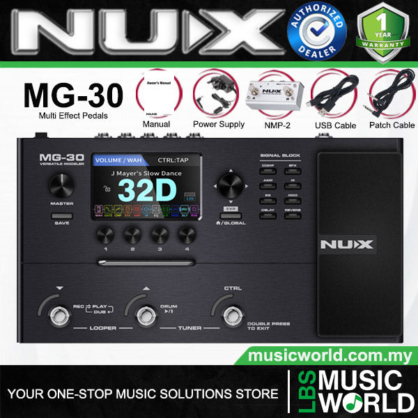Nux MG-30 Versatile Pro Level Modeler Electric Guitar Multi Effects Pedal (MG30)