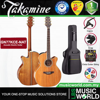 Takamine GN77KCE-NAT NEX Cutaway Hawaiian Koawood Top Acoustic Electric Guitar with Bag - Natural (GN77KCE NAT)
