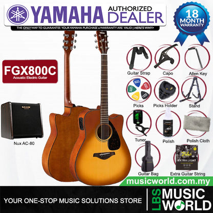 Yamaha FGX800C 41'' Dreadnought Solid Spruce Top Acoustic Electric Guitar With Pickup (FGX800)