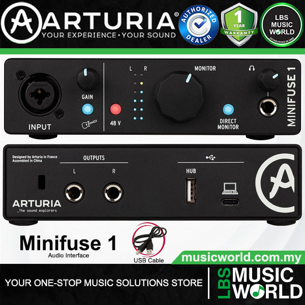 Arturia MiniFuse 1 USB C Portable Audio Interface Compatible with PC and Mac (Mini Fuse)