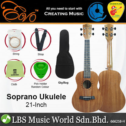 Evo Soprano UK21, Concert UK23 and Tenor Ukulele UK26 - Hawaiian Nylon String Guitar