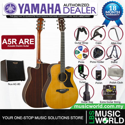 Yamaha A5R ARE Dreadnought Cutaway Acoustic Electric Guitar with Hardcase - Vintage Natural
