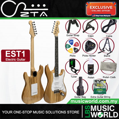 ZTA EST1 Stratocaster Electric Guitar Package Bundle Set with Tremolo