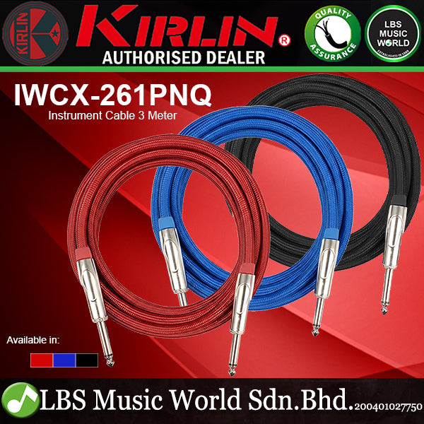 Kirlin IWCX-261PNQ 3 Meter 1/4 Metal Plug Woven Nylon Jacket Instrument Cable (IWCX261PNQ)