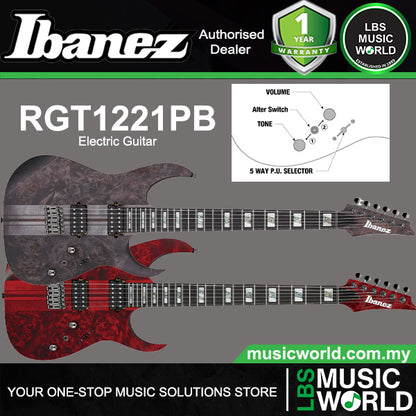 Ibanez RGT1221PB Premium RG Series Poplar Burl Electric Guitar With HH Pickups and Ebony Fingerboard
