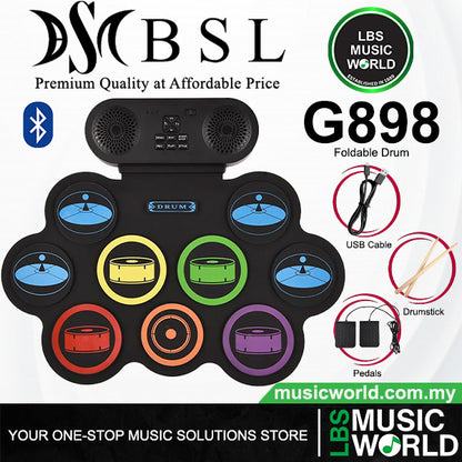 BSL G3002 Foldable Digital Drum Roll-Up Pad Electric Portable Compact Size Kit Practice Set With USB