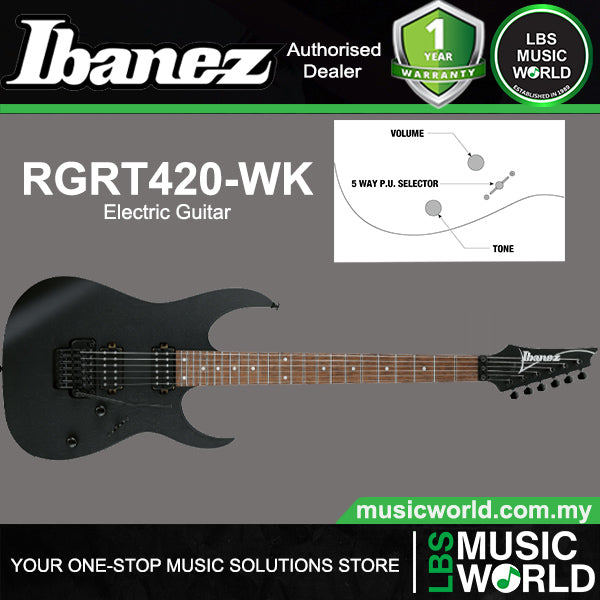Ibanez RGRT420-WK RG Series Nyatoh Wing Body Modern Metal Machine Electric Guitar - Weathered Black