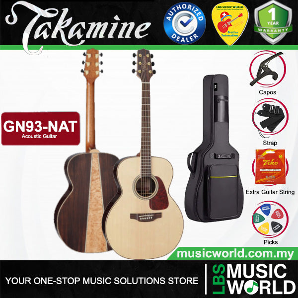 Takamine-GN93-NAT NEX Cutaway Solid Spruce Top Acoustic Guitar with Bag - Natural Gloss (GN93 NAT)