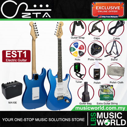 ZTA EST1 Stratocaster Electric Guitar Package Amplifier Bundle Set with Tremolo
