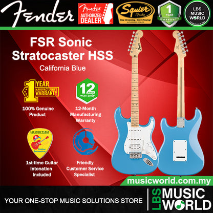 Squier By Fender FSR Sonic Stratocaster HSS Electric Guitar Maple Fretboard with Tremolo