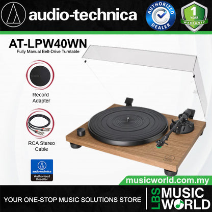 Audio Technica AT-LPW40WN Fully Manual Belt Drive Turntable Black Disc Player (LPW40WN LPW40)