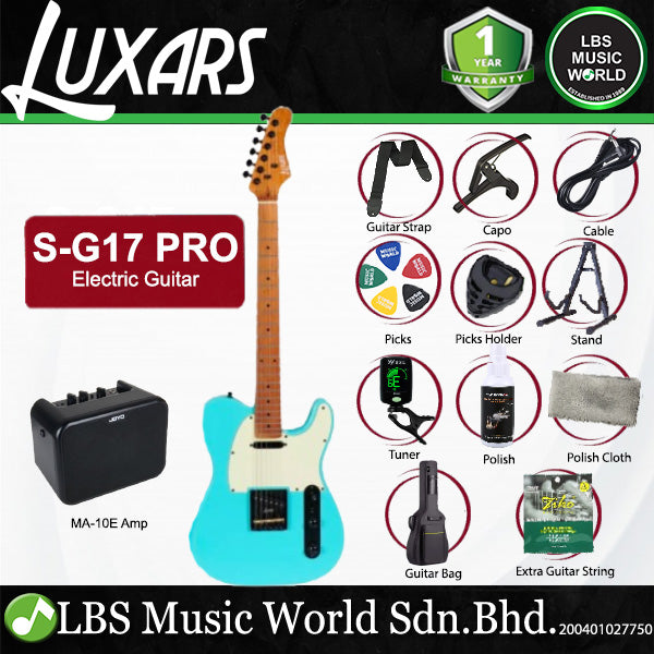 Luxars S-G17 PRO High-End TL Alder Body Electric Guitar SS Pickup with Roasted Maple Fretboard - Package (S G17)