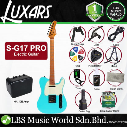 Luxars S-G17 PRO High-End TL Alder Body Electric Guitar SS Pickup with Roasted Maple Fretboard - Package (S G17)