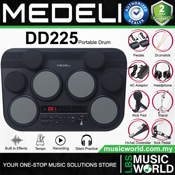 Medeli DD225 8 Pads Portable Tabletop Electric Drum with USB and Built In Speaker