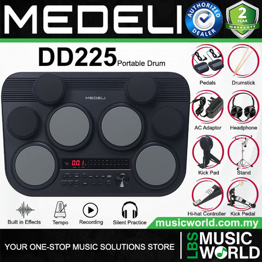 Medeli DD225 8 Pads Portable Tabletop Electric Drum with USB and Built In Speaker