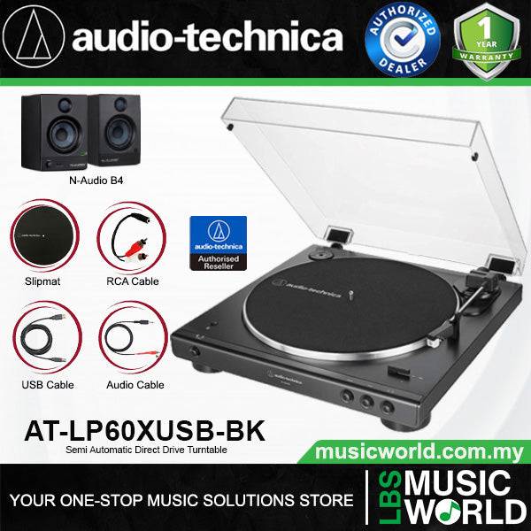 Audio Technica AT-LP60XUSB Fully Automatic USB Belt Drive Stereo Turntable Black Disc Player (ATLP60XUSB AT LP60XUSB LP60X)