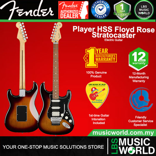 Fender Player Stratocaster Electric Guitar Pau Ferro Fretboard with HSS Pickup and Floyd Rose - 3 Tone Sunburst