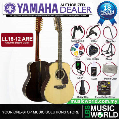 Yamaha LL16-12 43'' 12 String Jumbo Solid Spruce Acoustic Electric Guitar With Pickup (LL 16)