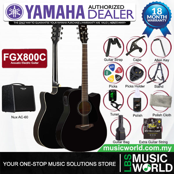 Yamaha FGX800C 41'' Solid Spruce Acoustic Electric Guitar With Pickup Black
