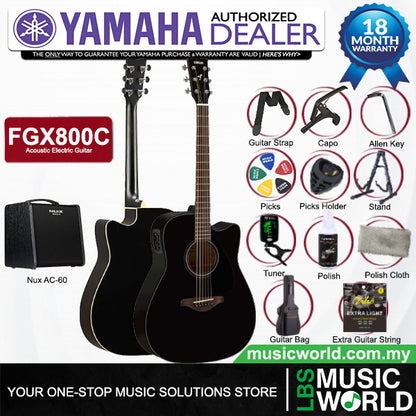 Yamaha FGX800C 41'' Solid Spruce Acoustic Electric Guitar With Pickup Black