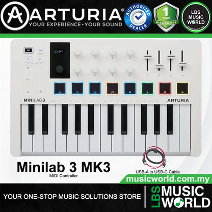 Arturia MiniLab 3 25 Slim Key USB Mini Keyboard Controller (Mini Lab3)