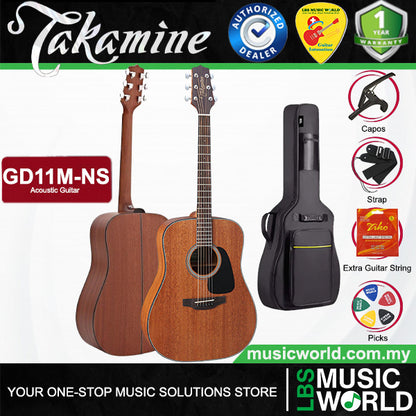 Takamine GD11M-NS Dreadnought Mahogany Acoustic Guitar with Bag - Natural Satin (GD11M NS)