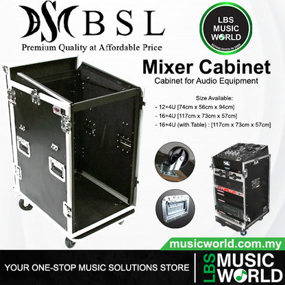BSL 12 16 with 4U Mixer Mount Cabinet Workstation Rack for Audio Equipment (124U 164U 12 4U 16 4U)