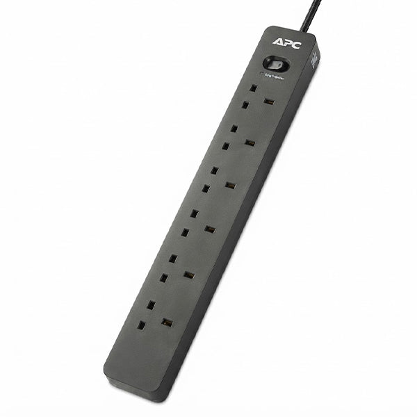 APC PME6U2B-UK Power Surge Protector 6 Way Extension Socket With 2 USB A (PME6U2BUK PME6BUK)