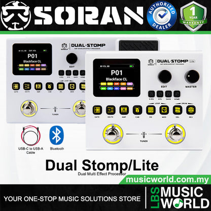 SORAN Dual Stomp Pedal Amp Modeling Multi Effects Electric Guitar And Bass Processor