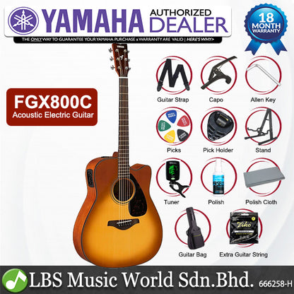 Yamaha FGX800C 41'' Dreadnought Solid Spruce Top Acoustic Electric Guitar With Pickup (FGX800)
