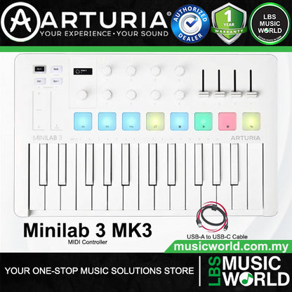 Arturia MiniLab 3 25 Slim Key USB Mini Keyboard Controller (Mini Lab3)