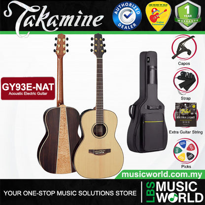 Takamine GY93E-NAT New Yorker Solid Spruce Top Acoustic Electric Guitar with Bag - Natural (GY93E NAT)
