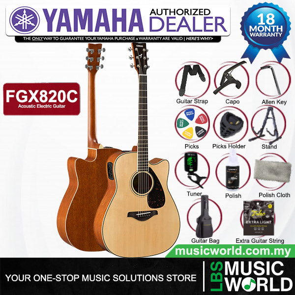 Yamaha FGX820C 41'' Dreadnought Solid Spruce Acoustic Electric Guitar With Pickup - Natural