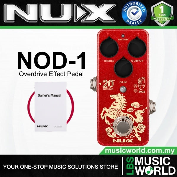 Nux NOD-1 Overdrive Guitar Effect Pedal True Bypass Gold Silver Modes (NOD1)