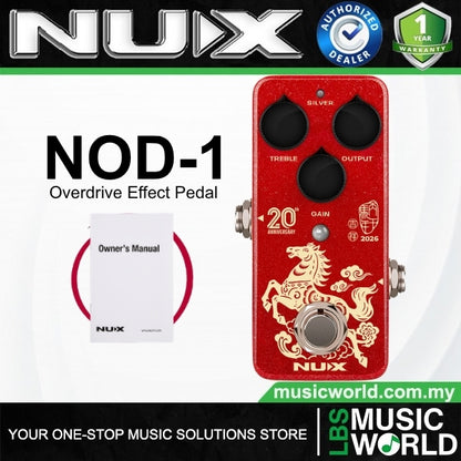 Nux NOD-1 Overdrive Guitar Effect Pedal True Bypass Gold Silver Modes (NOD1)
