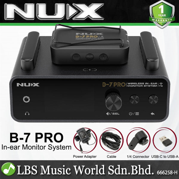 Nux B-7 PRO Wireless In Ear Monitor System for Stage and Studio - 2.4GHz (B7 PRO)