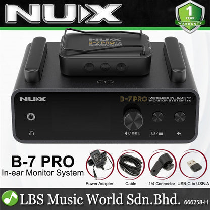 Nux B-7 PRO Wireless In Ear Monitor System for Stage and Studio - 2.4GHz (B7 PRO)
